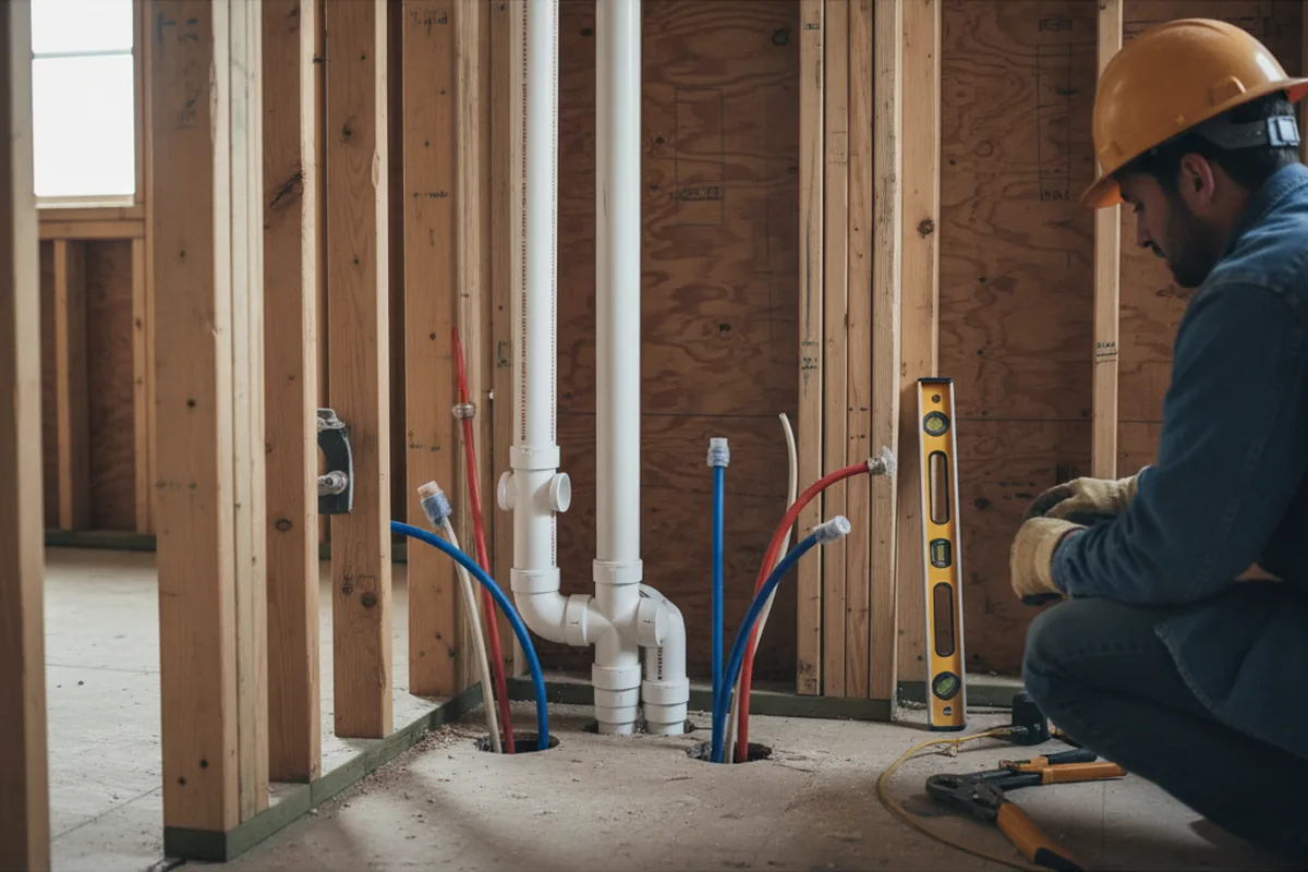 Drain and supply rough-in during Drain Cleaning in Pineview