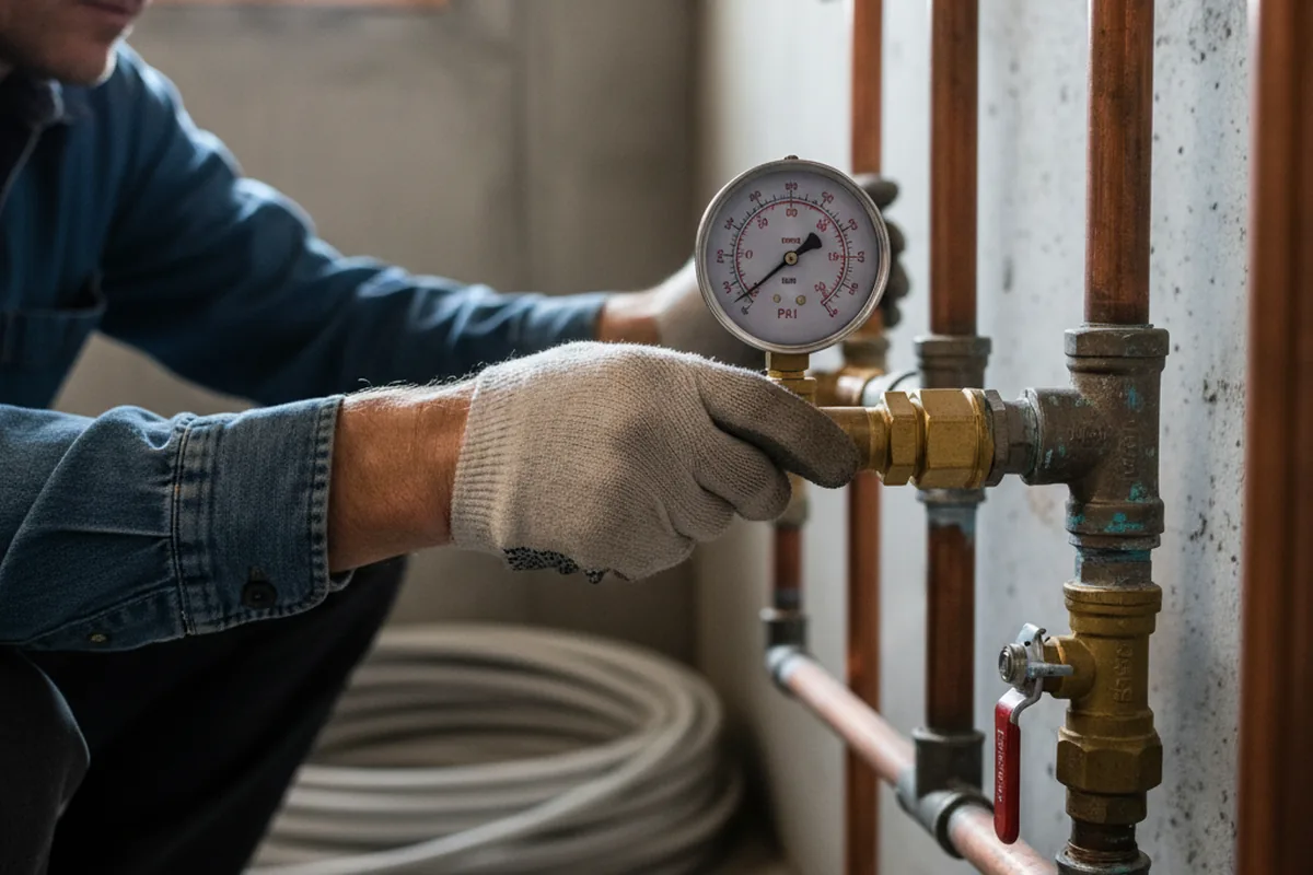 Pressure testing a repaired line during Water Line Repair in Pineview